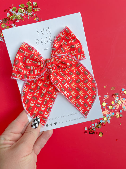 Red KC Football Oversized Bow
