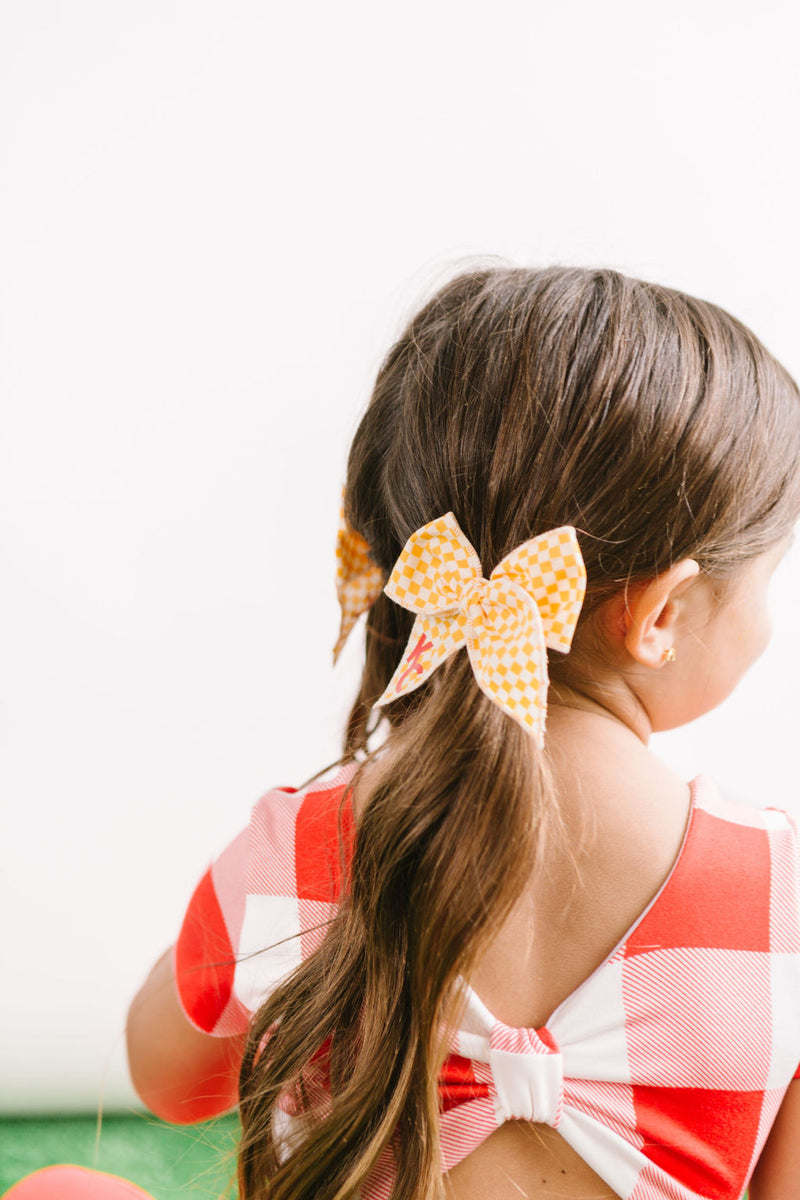 Small Gold Checkered KC pigtail bows