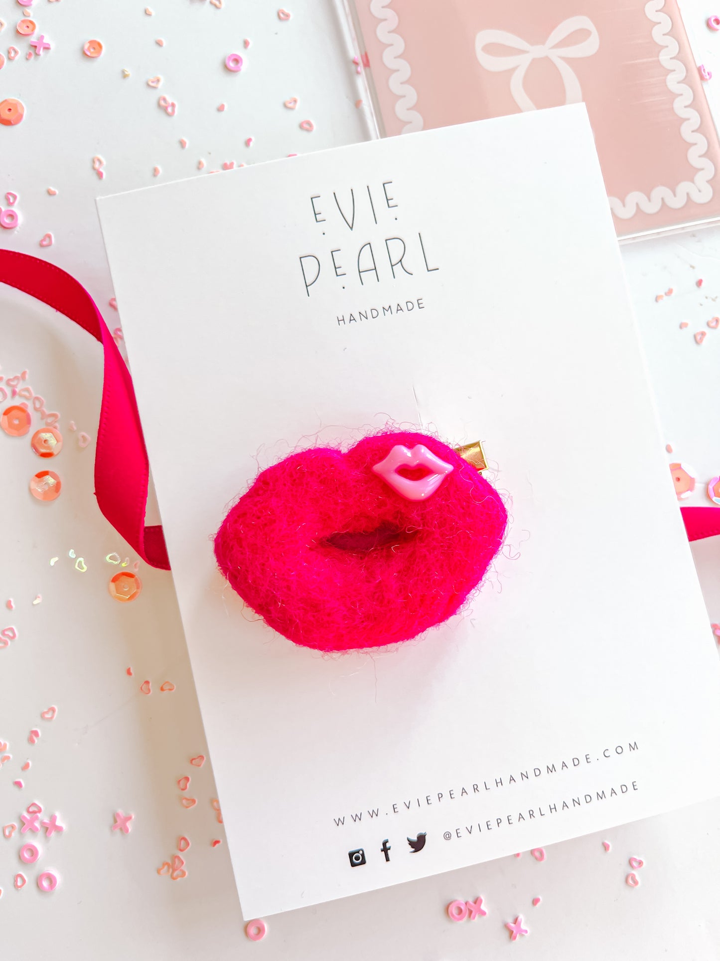 Hot Pink Lips Felt Hair Clip