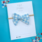 Blue Gingham Small Pinwheel Bow