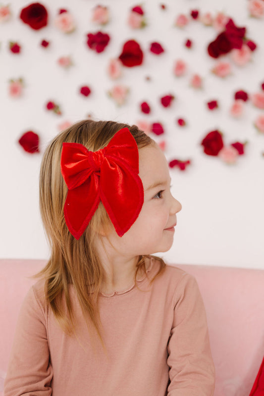 Red Glitter Velvet Oversized Bow