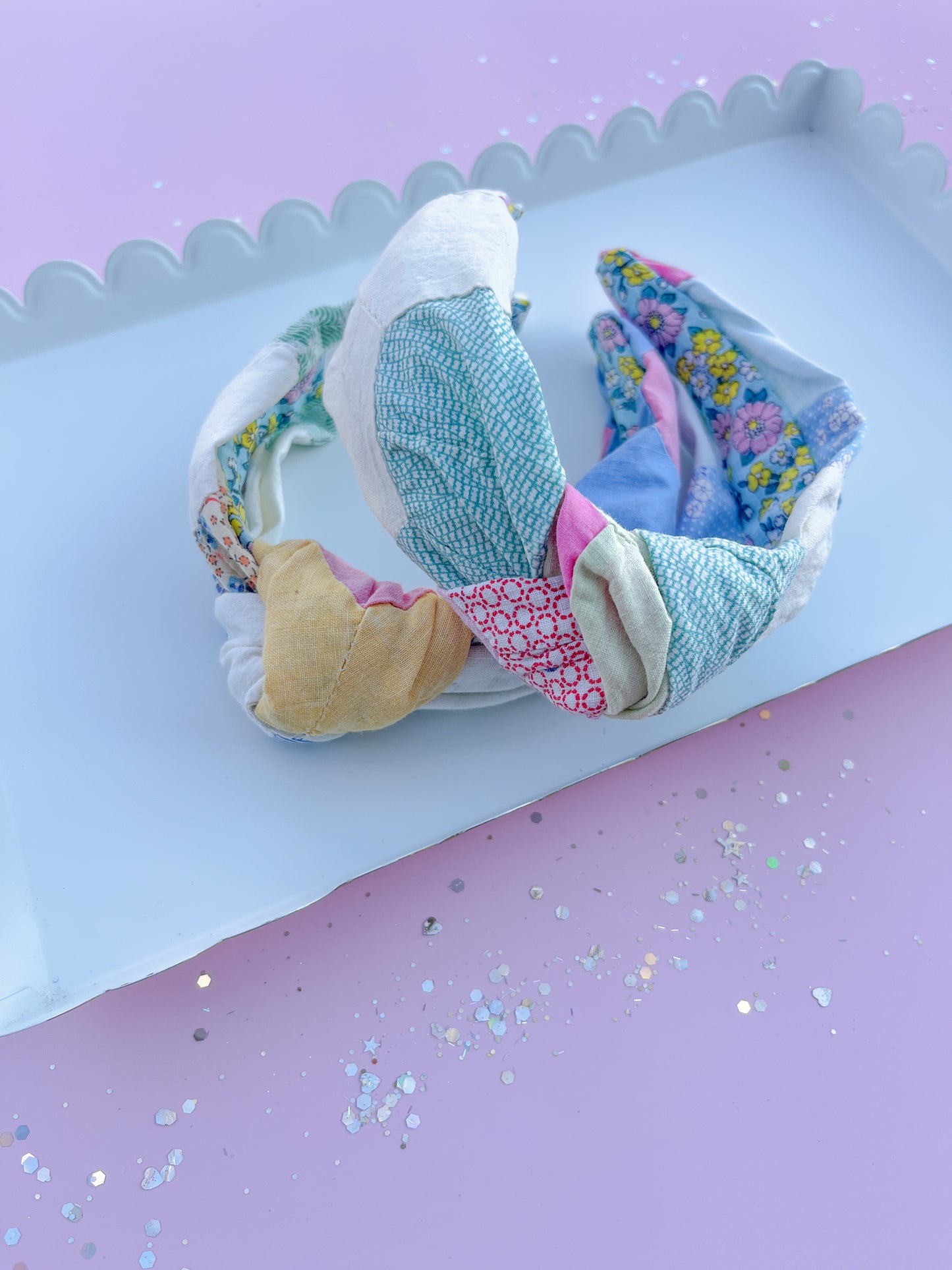 Heirloom Patchwork Quilted Knotted Headband