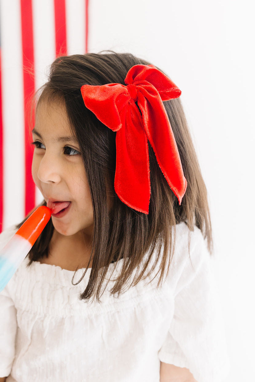 Red Velvet Glitter Oversized Bow