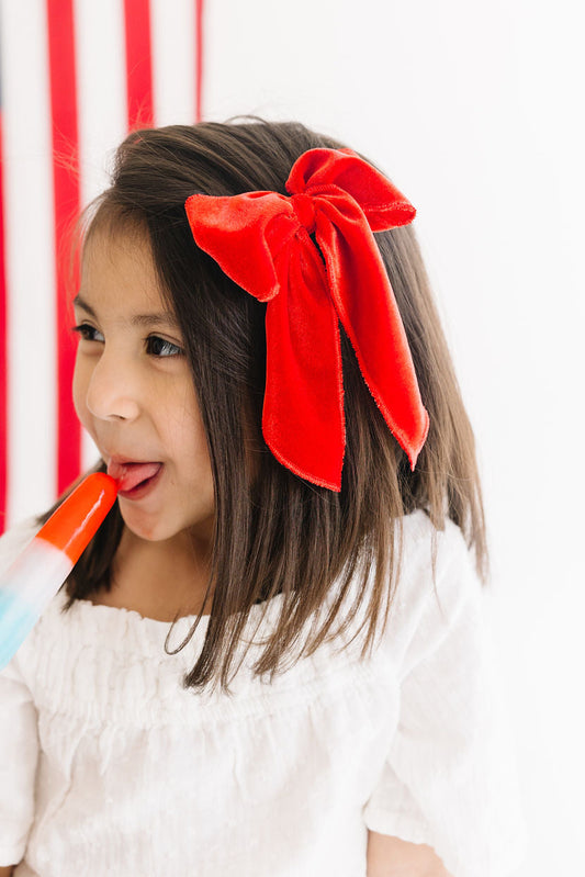Red Velvet Glitter Oversized Bow