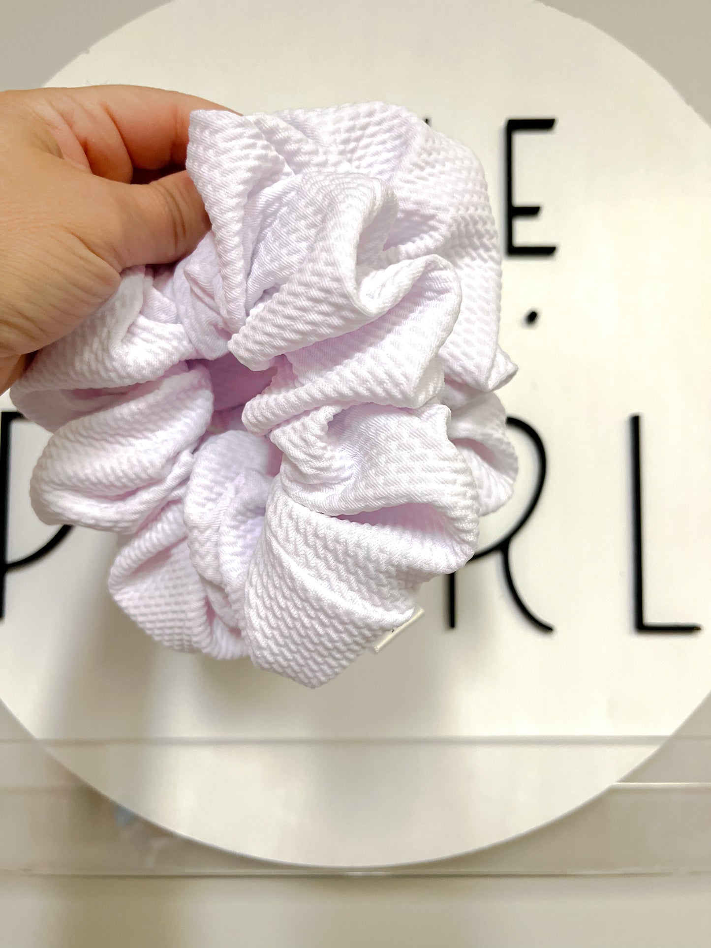 Solid White Bullet Oversized Scrunchy