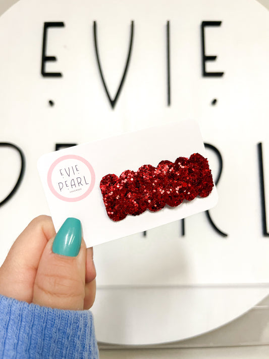 Red Glitter Single Snap Clip