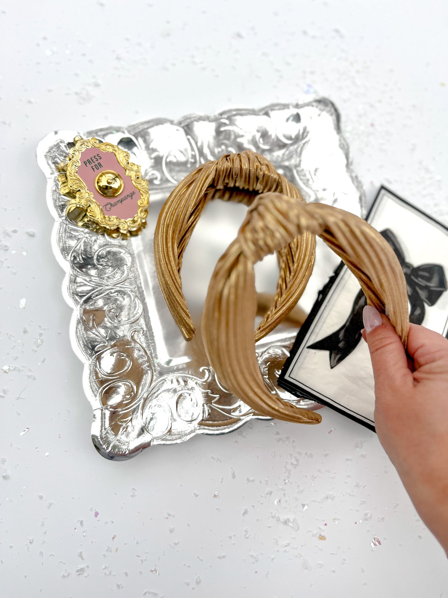 Gold Ribbed Knotted Headband for Girls & Women