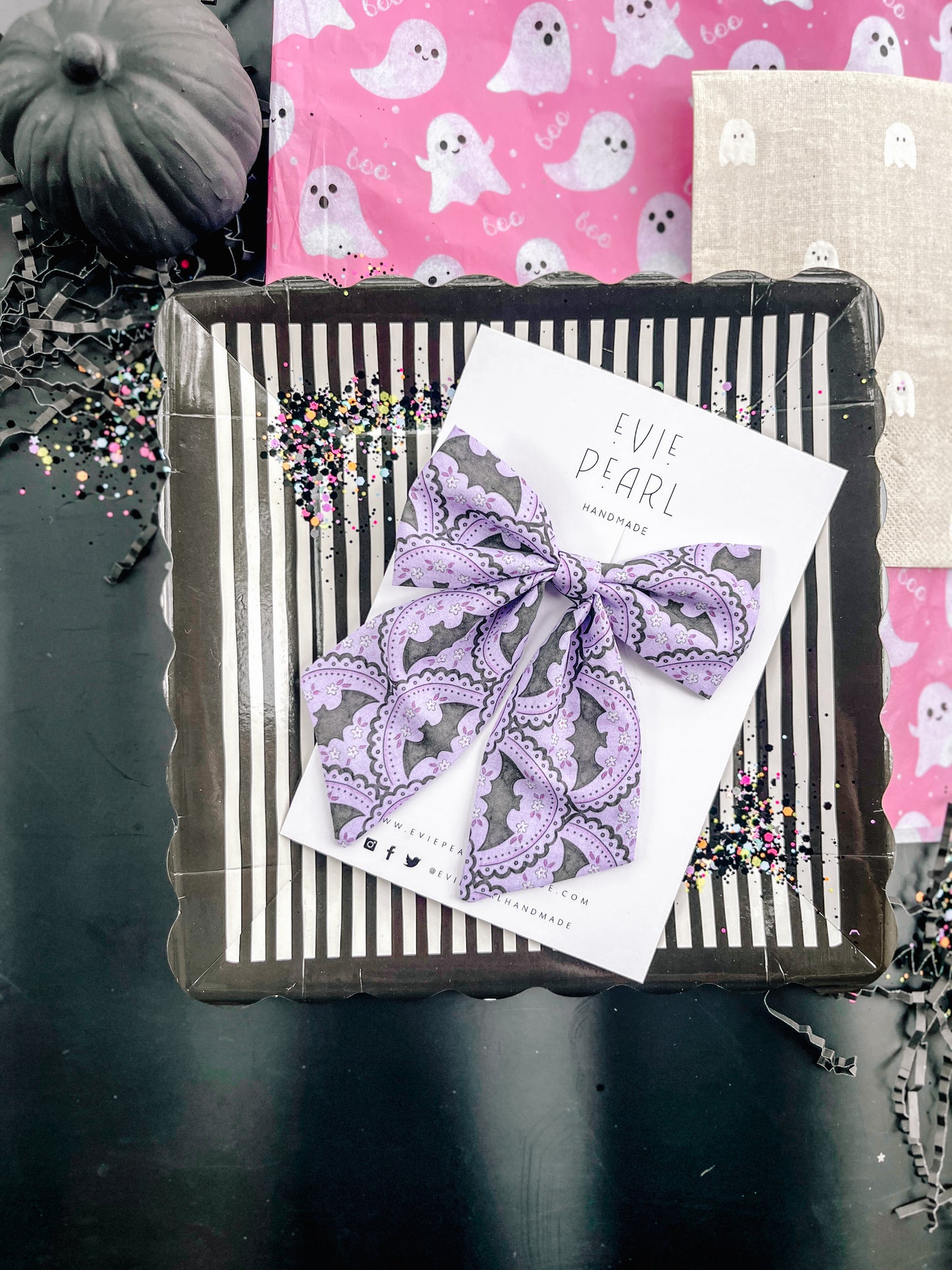 Bats Purple Medium Sailor Hair Bow