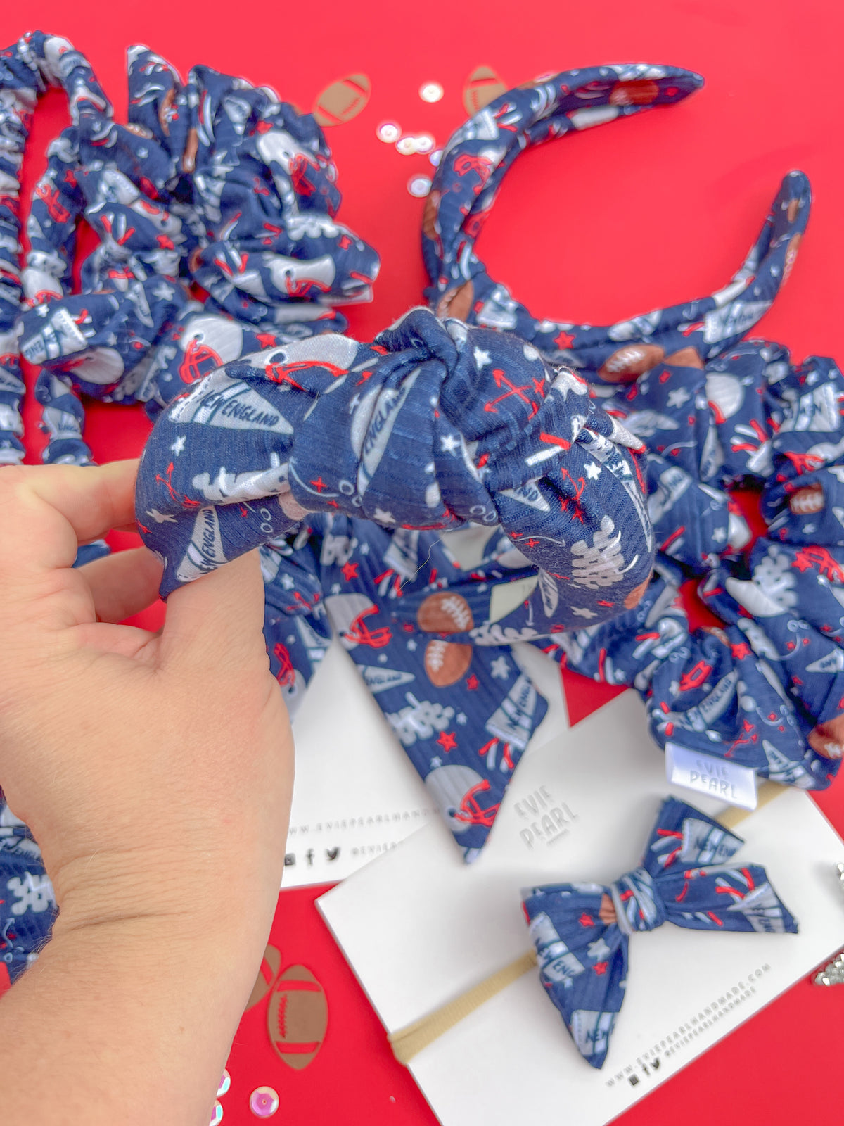 New England Patriots Hair Accessories | Bows, Scrunchies & Headbands