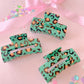 Green Gold Leopard Medium Claw Clip