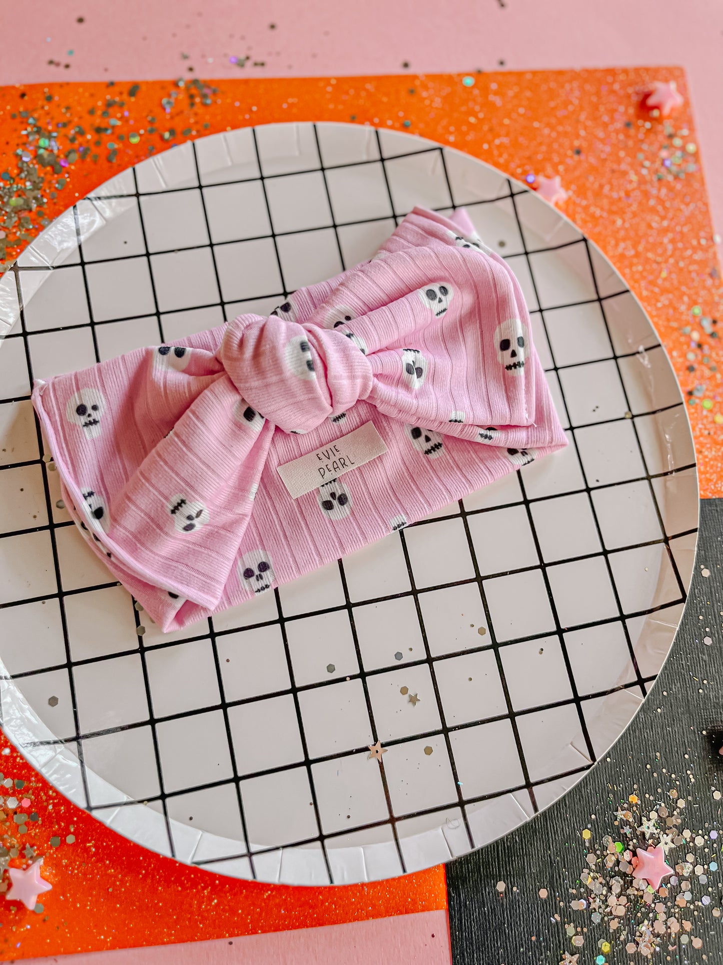 Pink|Skull Baby Bow Turban