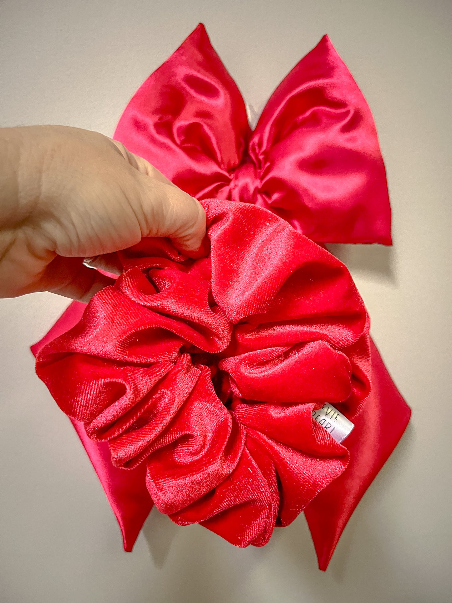 Red Glitter Velvet Oversized Scrunchy