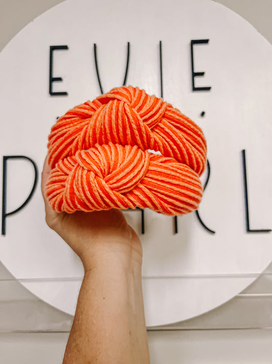 Orange Ribbed Knotted Headband