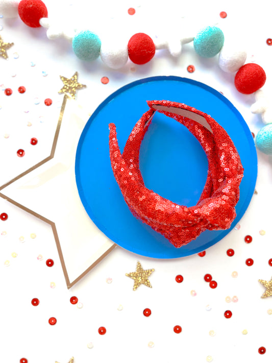 Red Sequins Knotted Headband