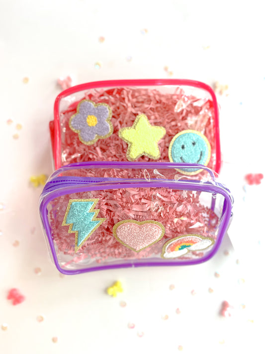 Clear Zipper Pouch with Patches