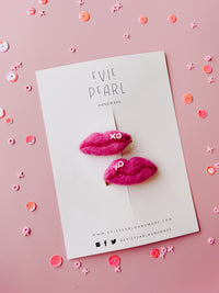 Hot Pink Small Lips Pigtail Set