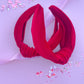 Red Ribbed Soft Knotted Headband for girls and women