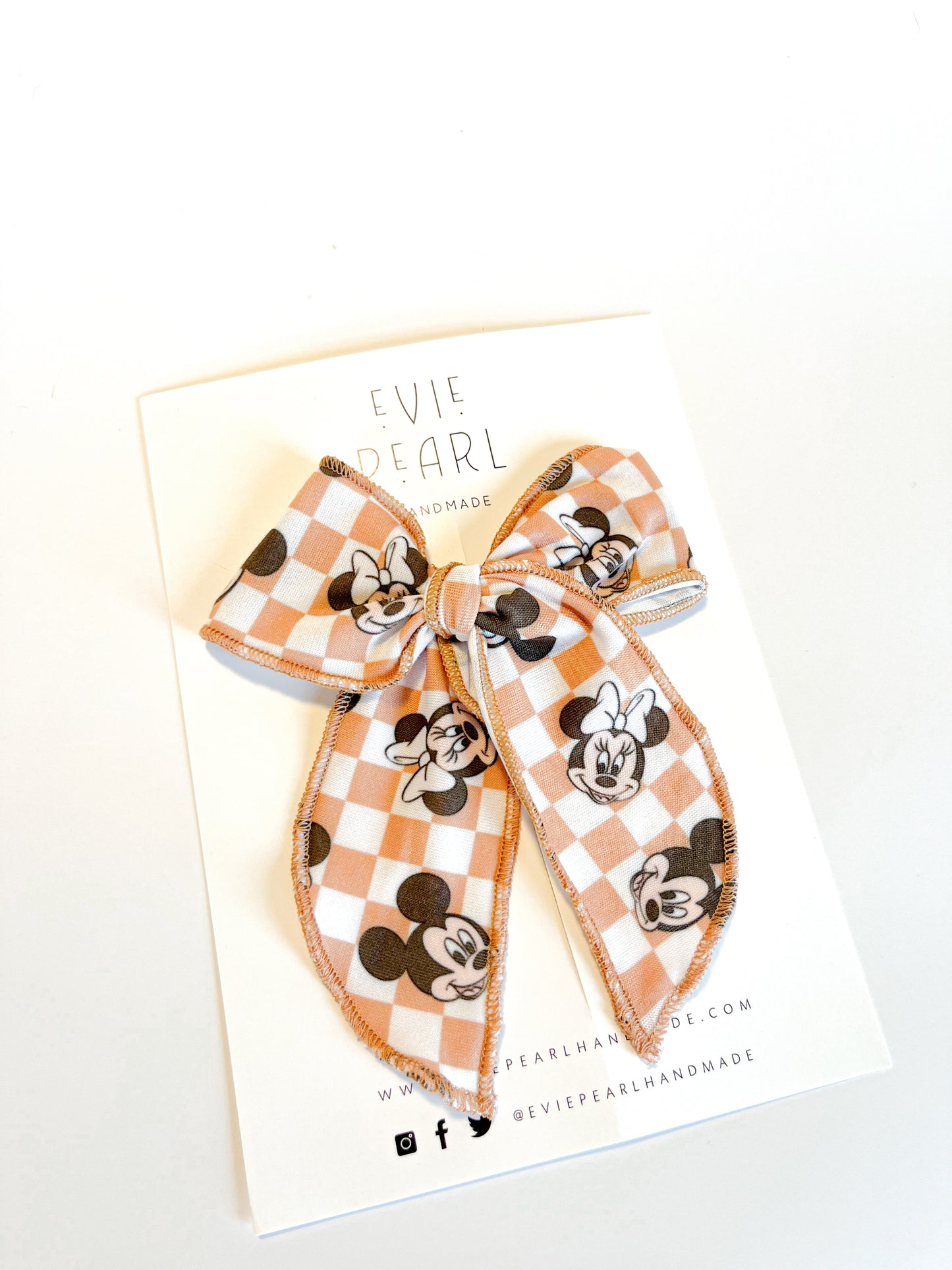 Tan Checkered Modern Mouse Bow