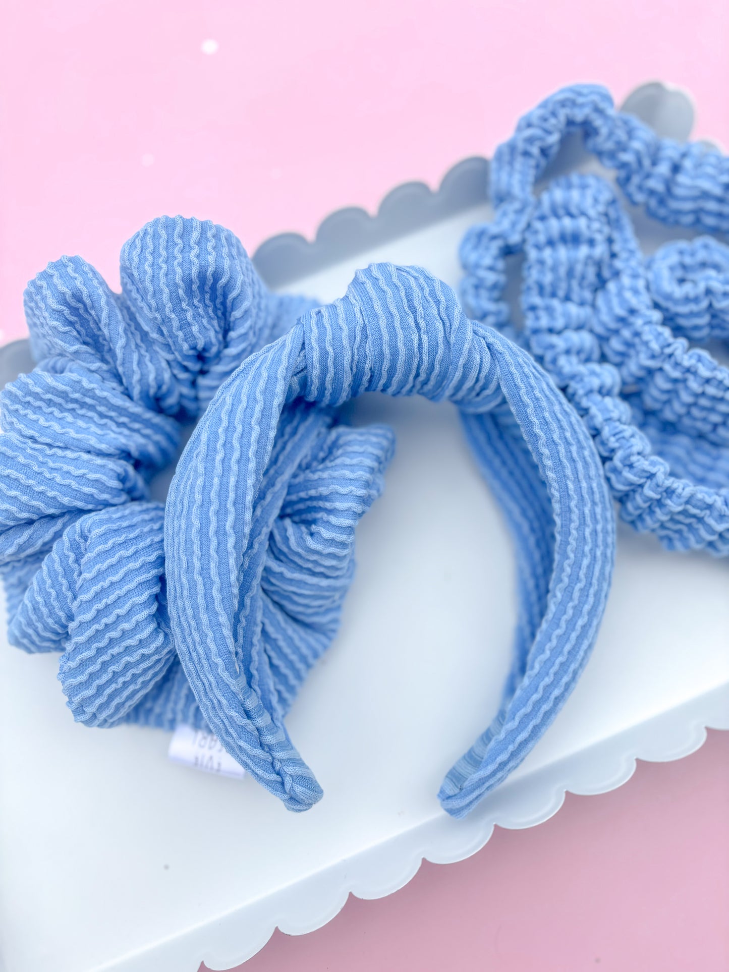 Azul Blue Ribbed Teacher Gift Set- Lanyard| Knotted Headband| Scrunchie