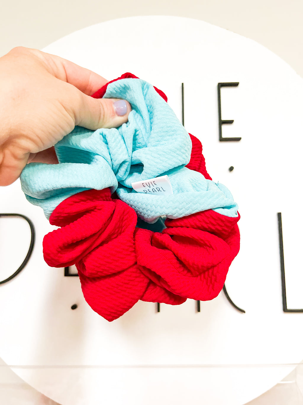 Teal & Red colorblock Oversized Scrunchie