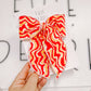 Red Gold White KC ZigZag Print Oversized Bow