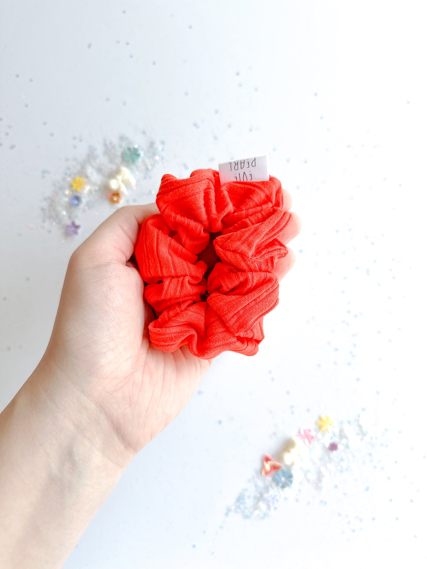 Orange ribbed scrunchy
