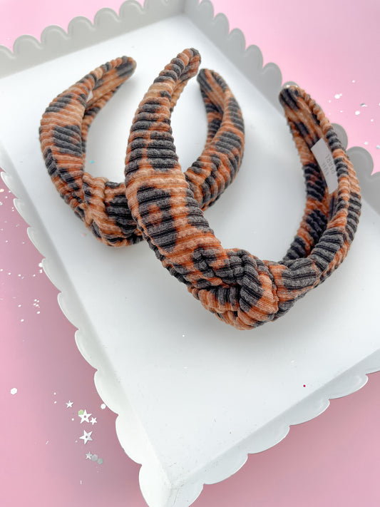 Leopard Ribbed Knotted Headband