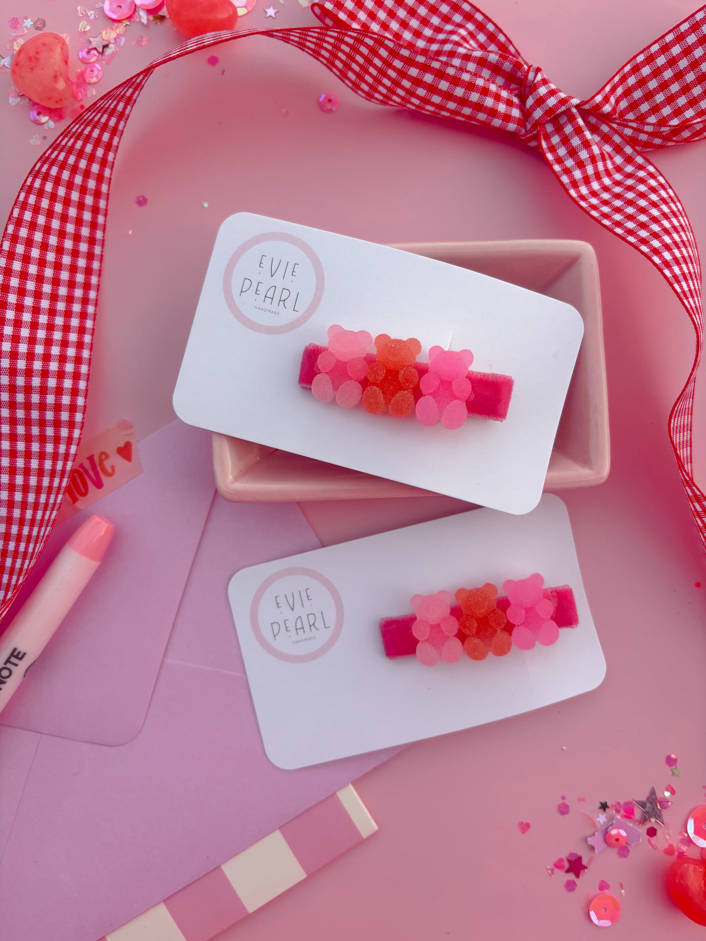 Pink & Red Gummy Bear Clip