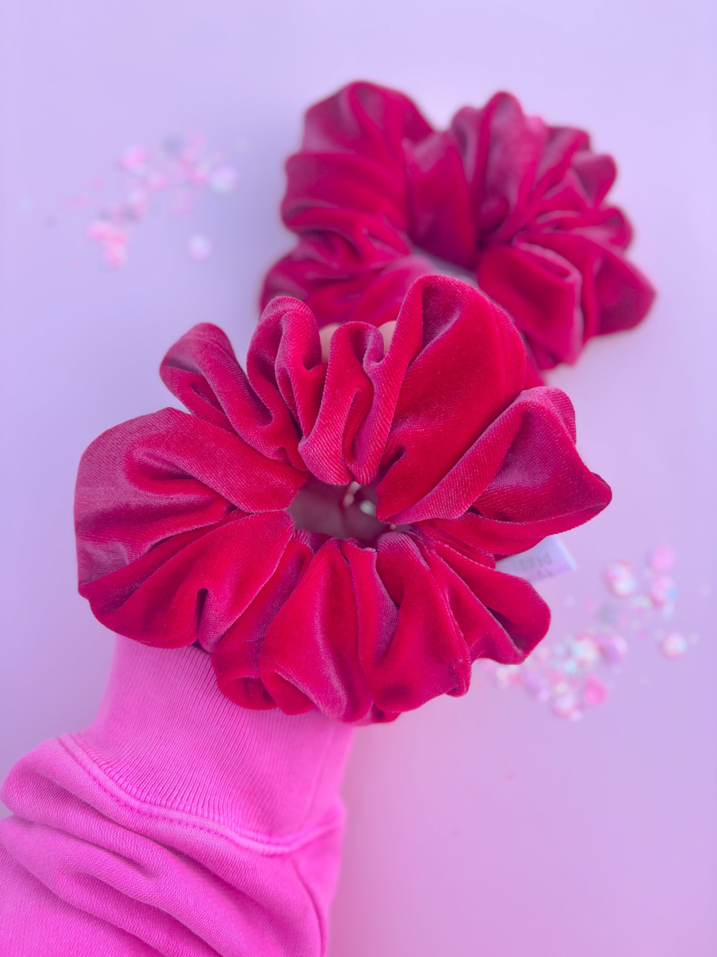 Rosie Pink Velvet Oversized Scrunchy