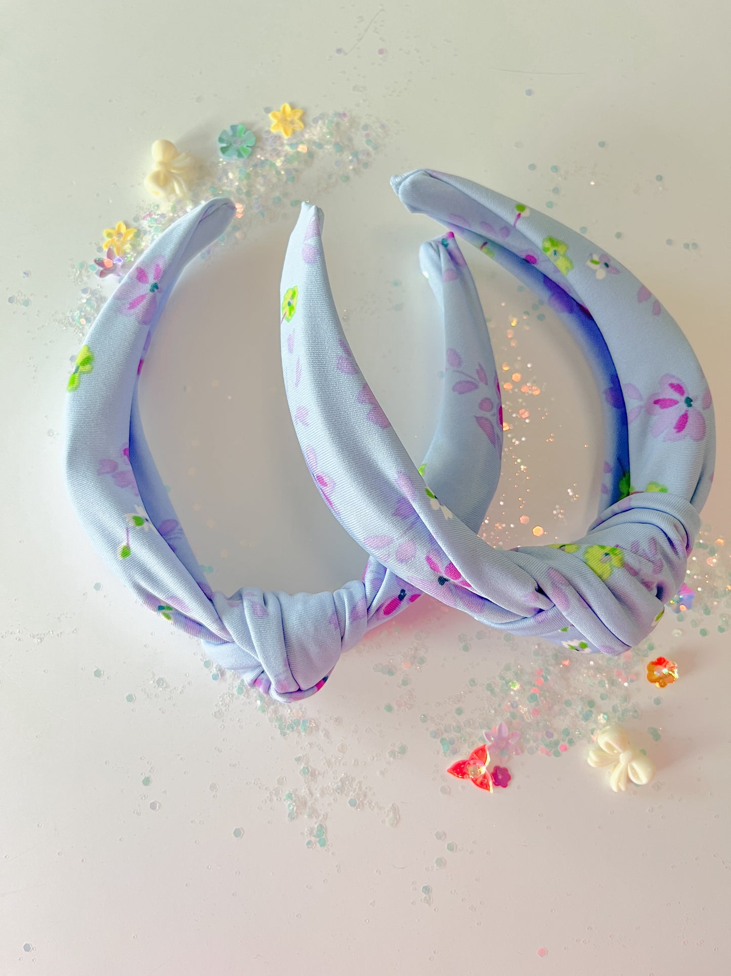 Lilac Neon Floral Knotted Headband for Girls & Women