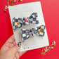 Kansas City Black Checkered KC Bows Knot Bow Pigtail Set