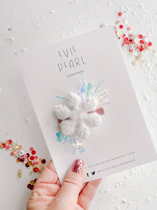 Whimsical Snowflake Tinsel Hair Clip