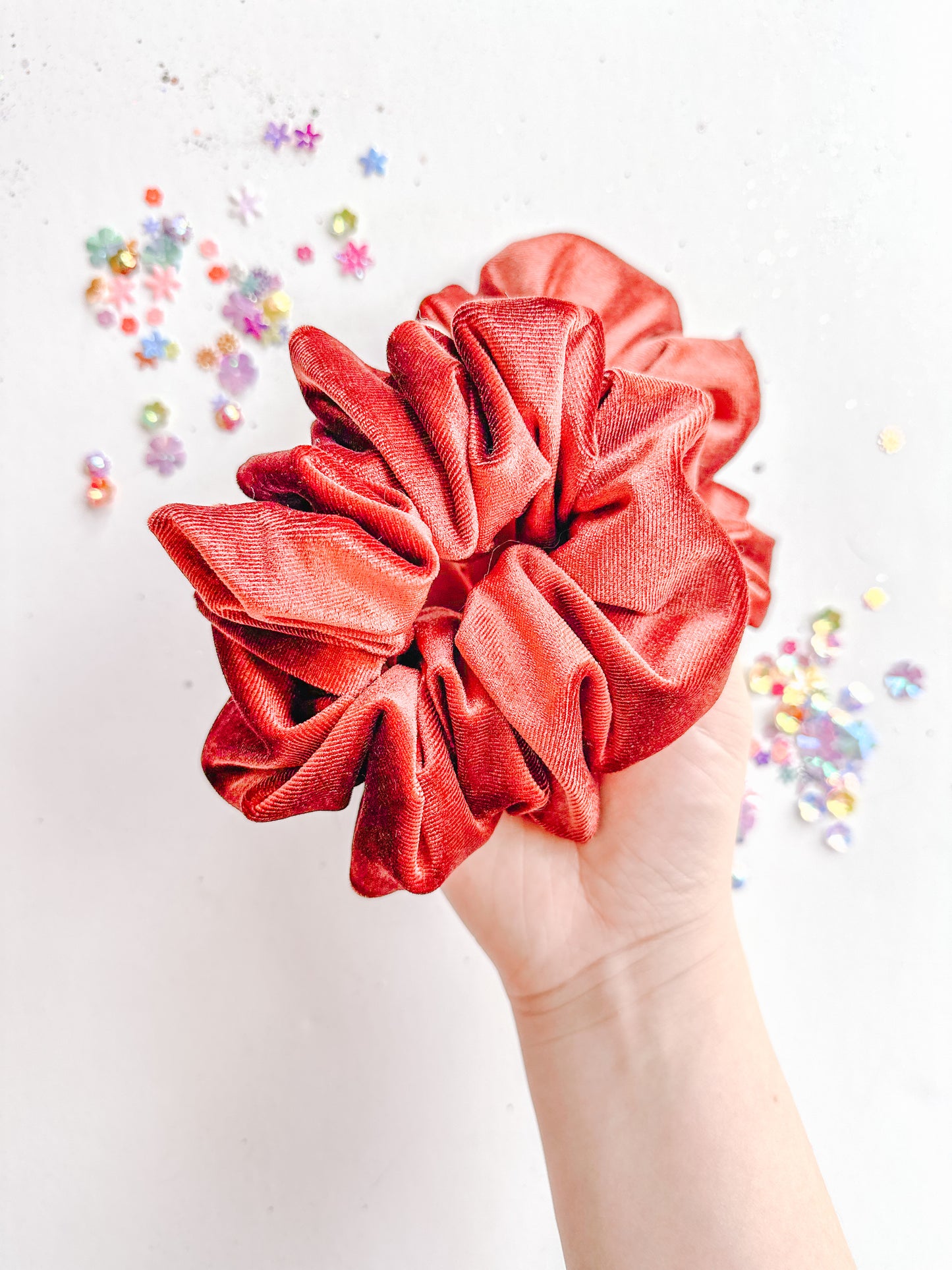 Rust Velvet Oversized Scrunchy