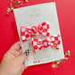 Kansas City Red Checkered Knot Bow Pigtail Set