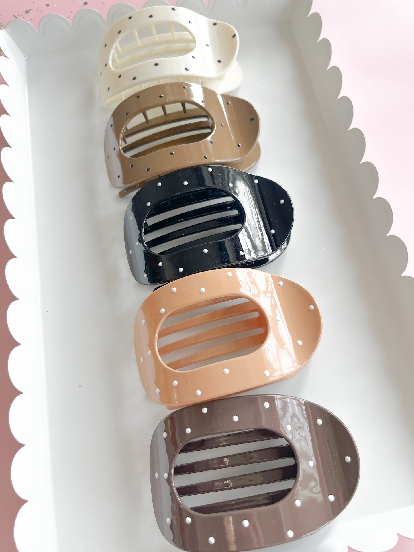 Polka Dot Flat Claw Clip