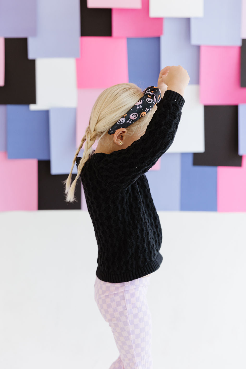 Black|Pumpkin Bow Buckets Knotted Headband for Girls & Women