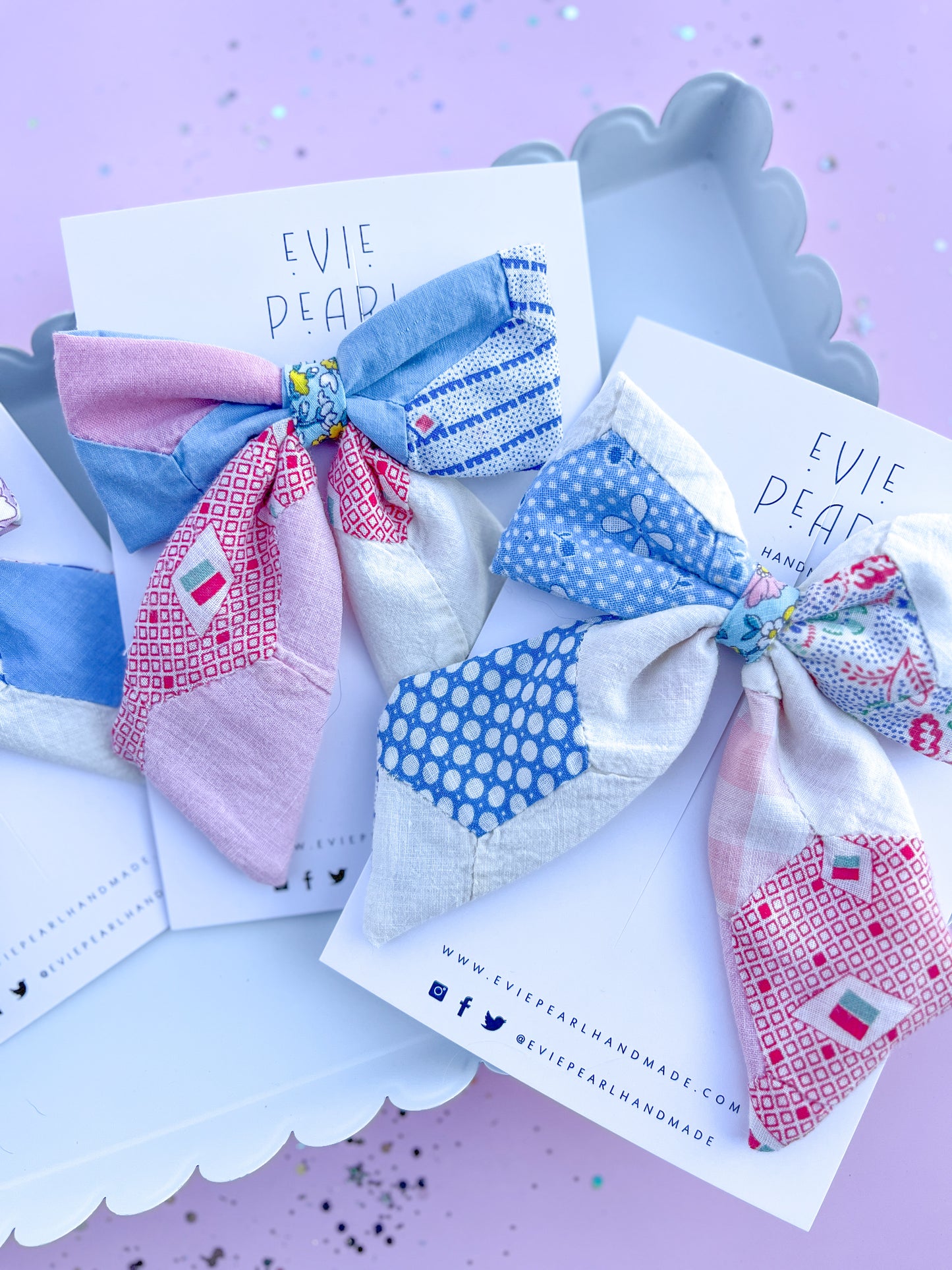 Heirloom Patchwork Quilted Medium Sailor Bow for Girls & Women