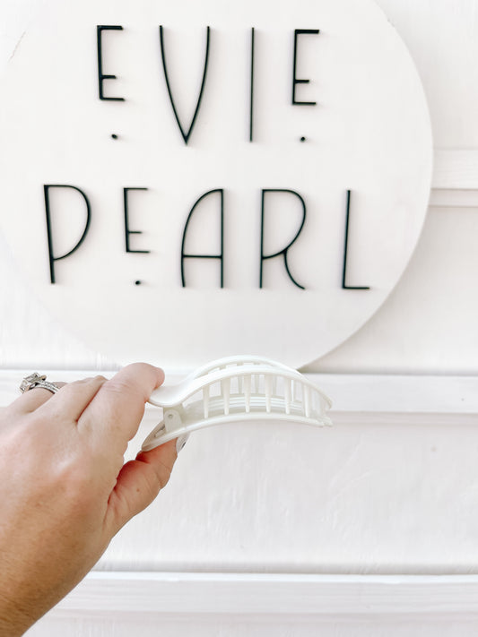 White Flat Claw Clip