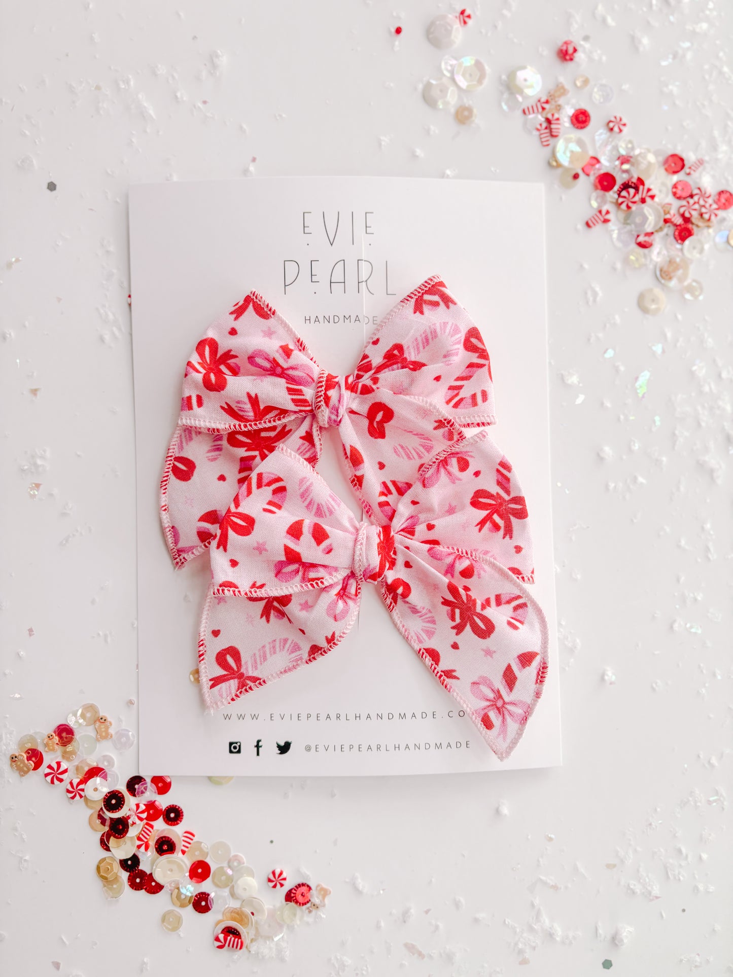 Pink Red Candy Cane Bow