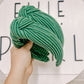 Green Ribbed Knotted Headband