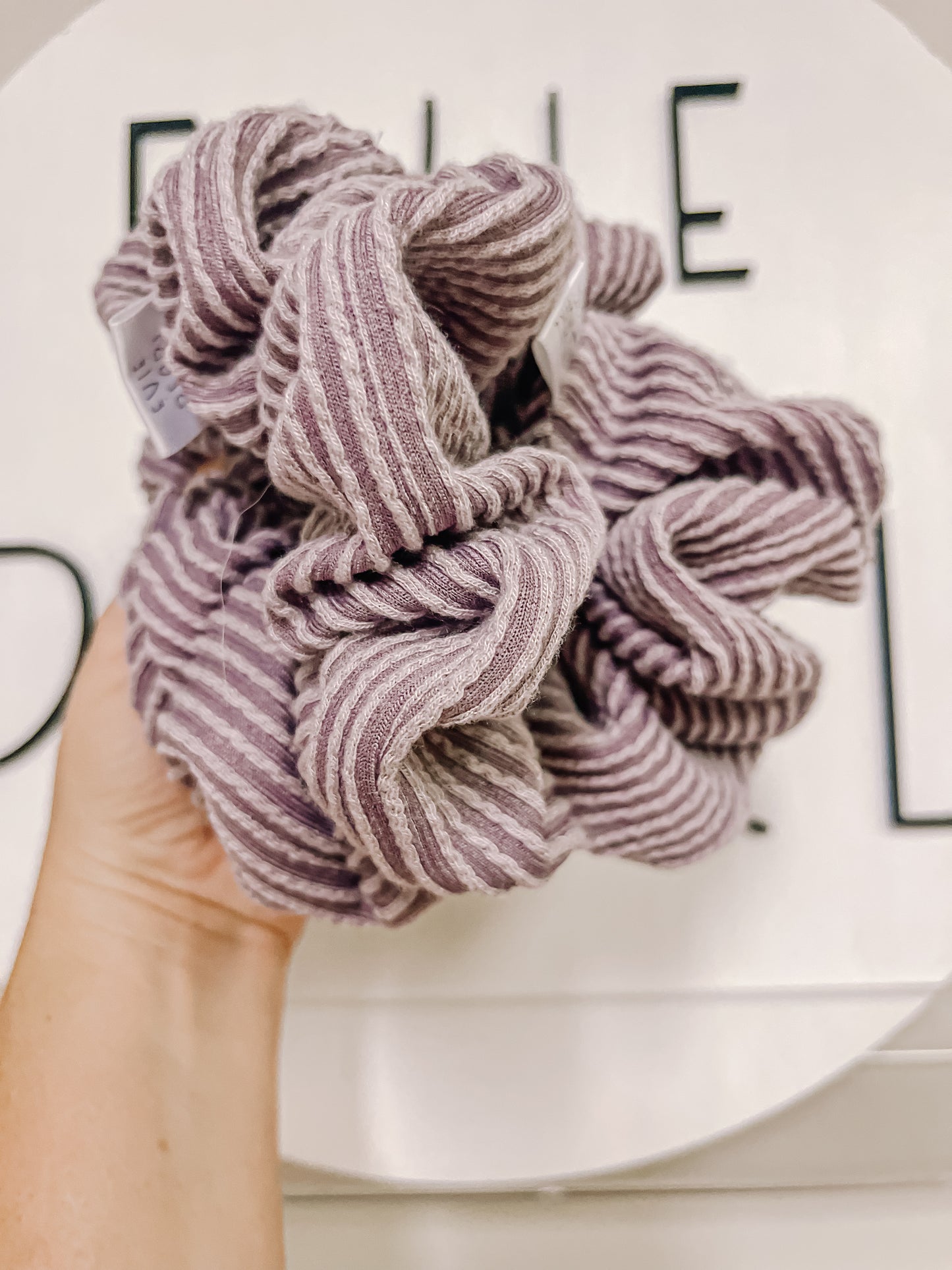 Gray Plum Ribbed Oversized Scrunchy