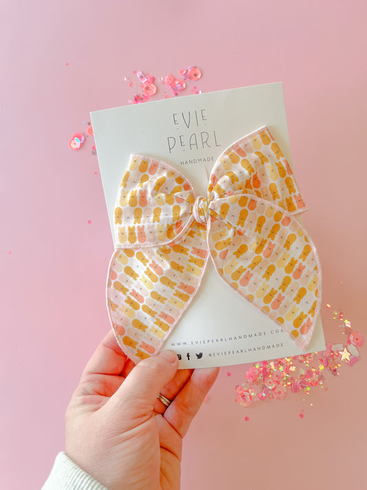 Oversized Yellow Peep Hair Bow