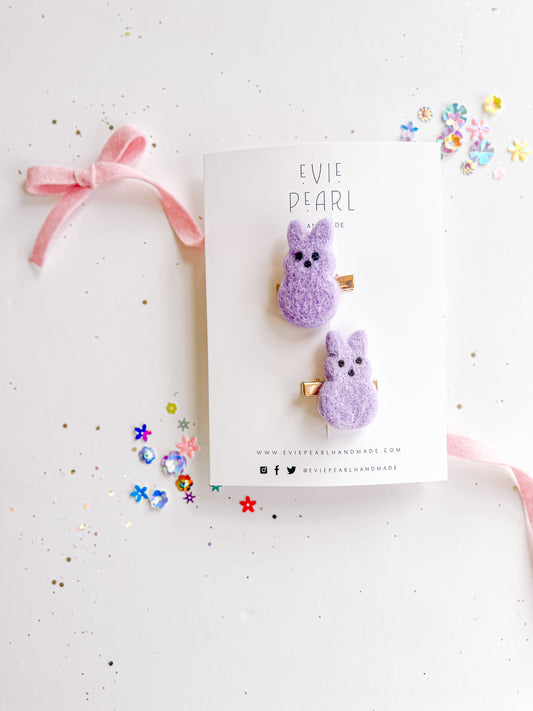 Lilac Purple Peep Pigtail Clips