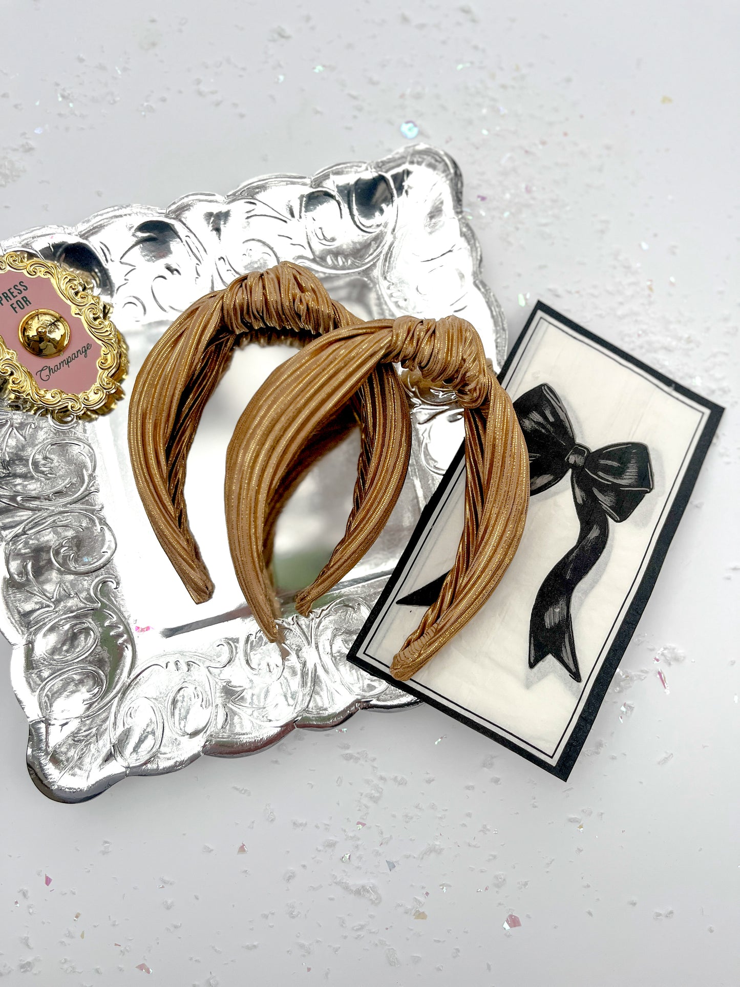 Gold Ribbed Knotted Headband for Girls & Women