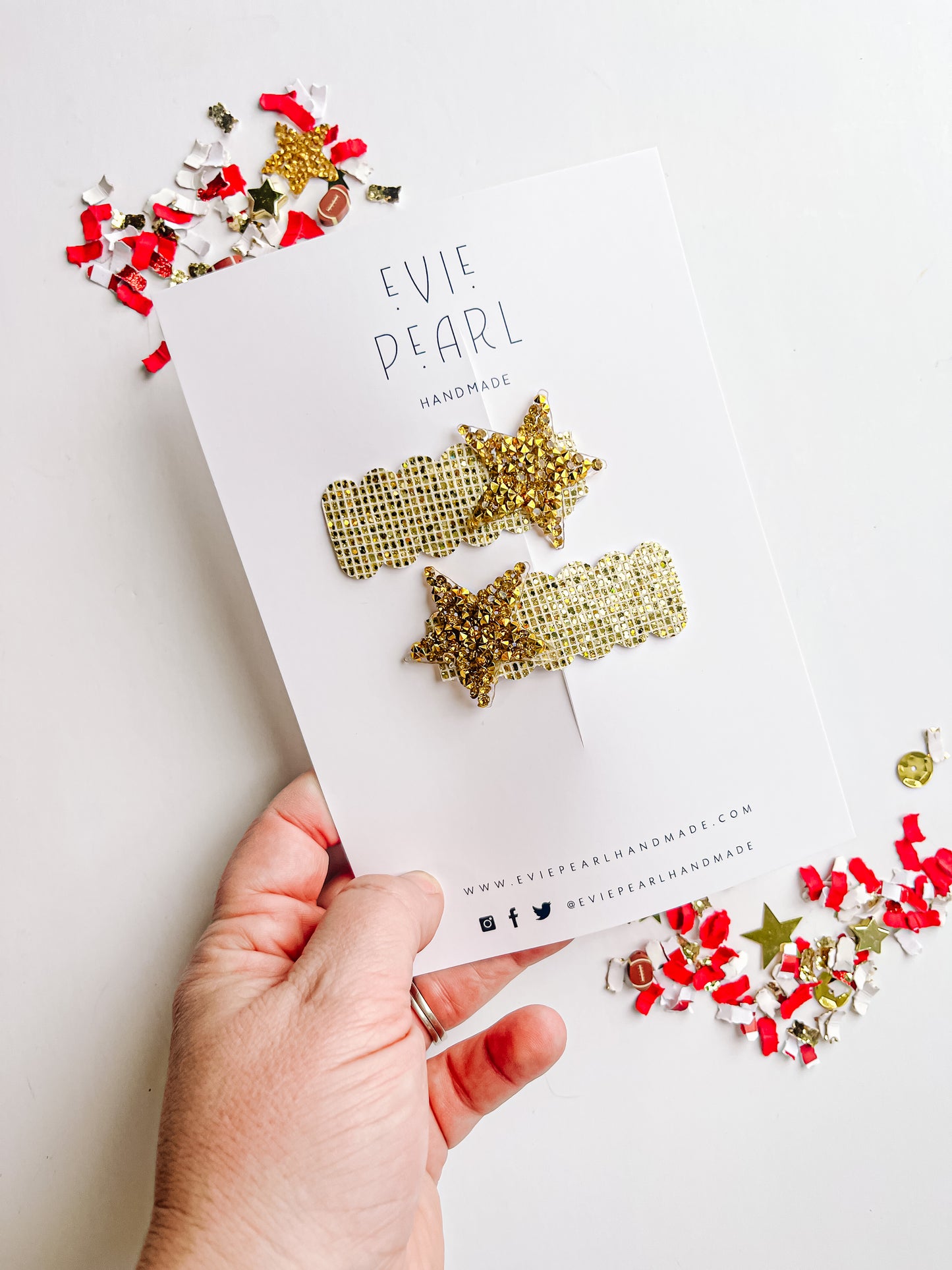 Disco Gold Sequin Star Pigtail Snap Clip Set