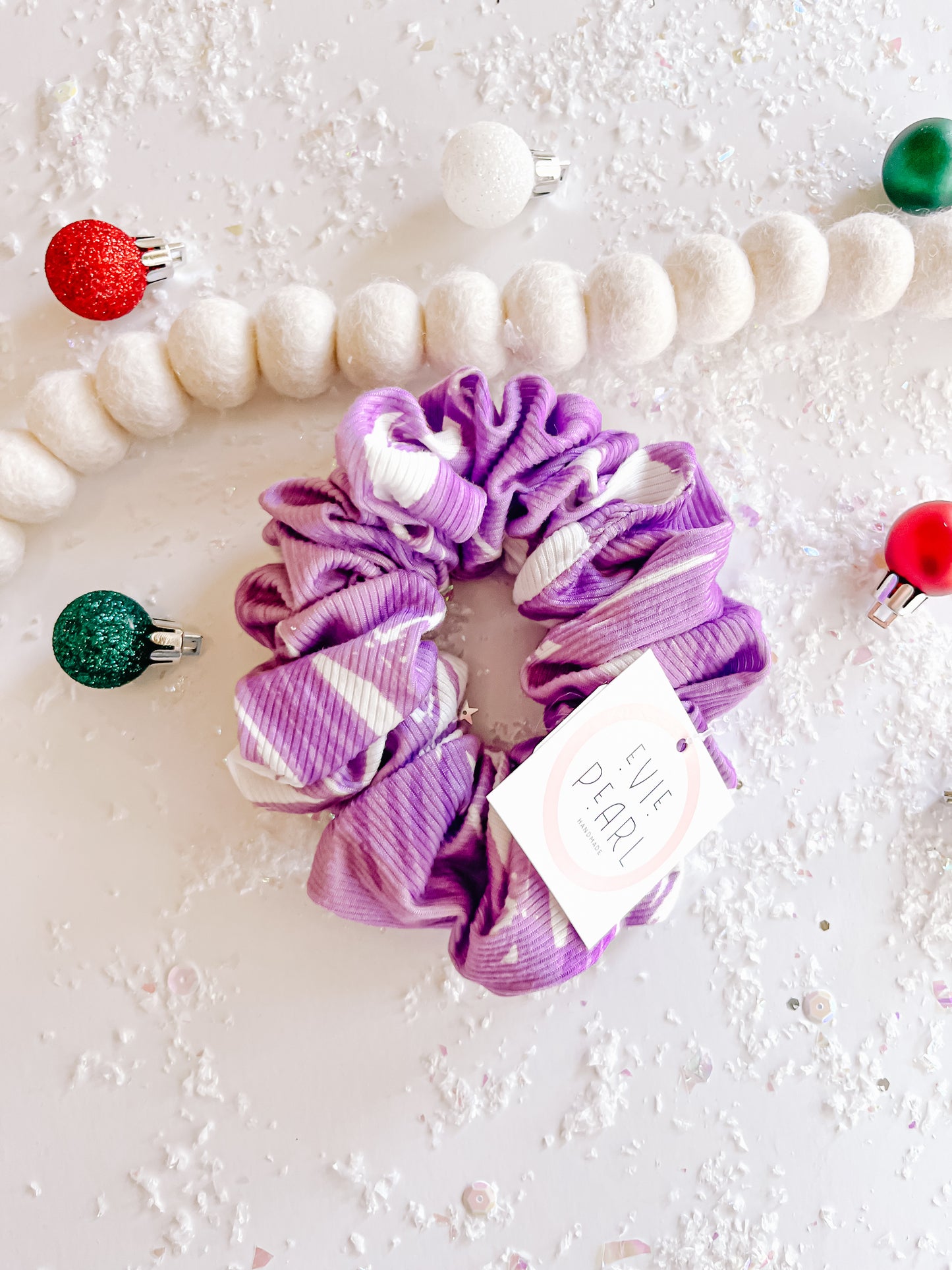 Purple White Oversized Scrunchy