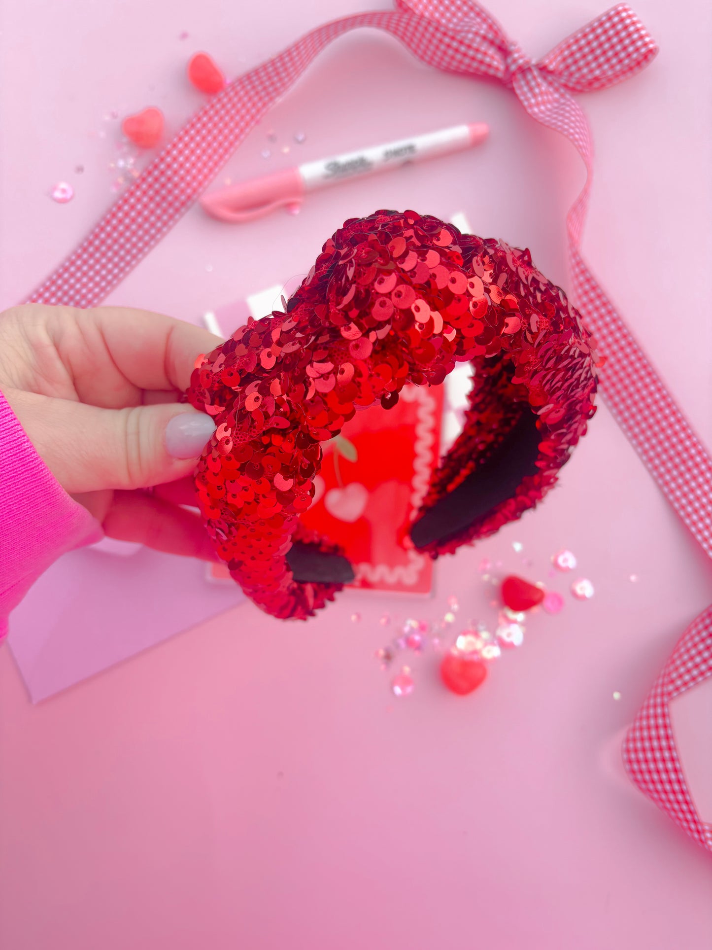 Red Sequins Knotted Headband for Girls & Women