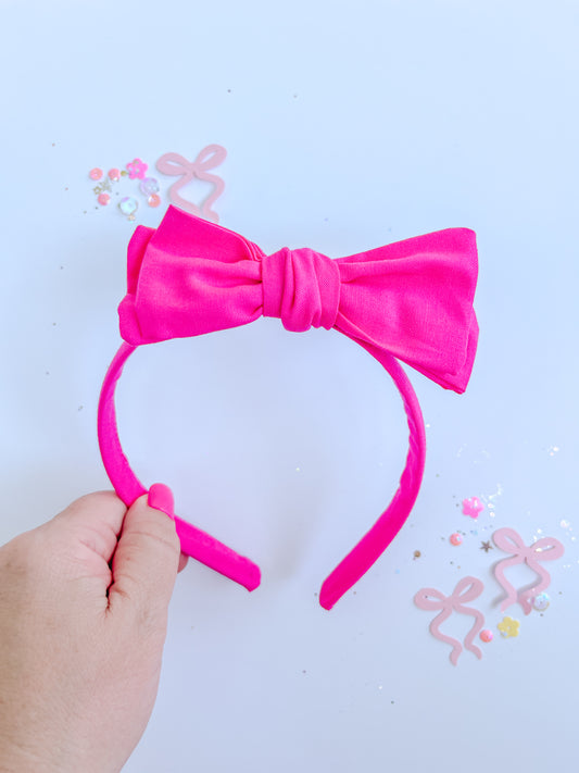 Hot Pink Solid Bow Headband