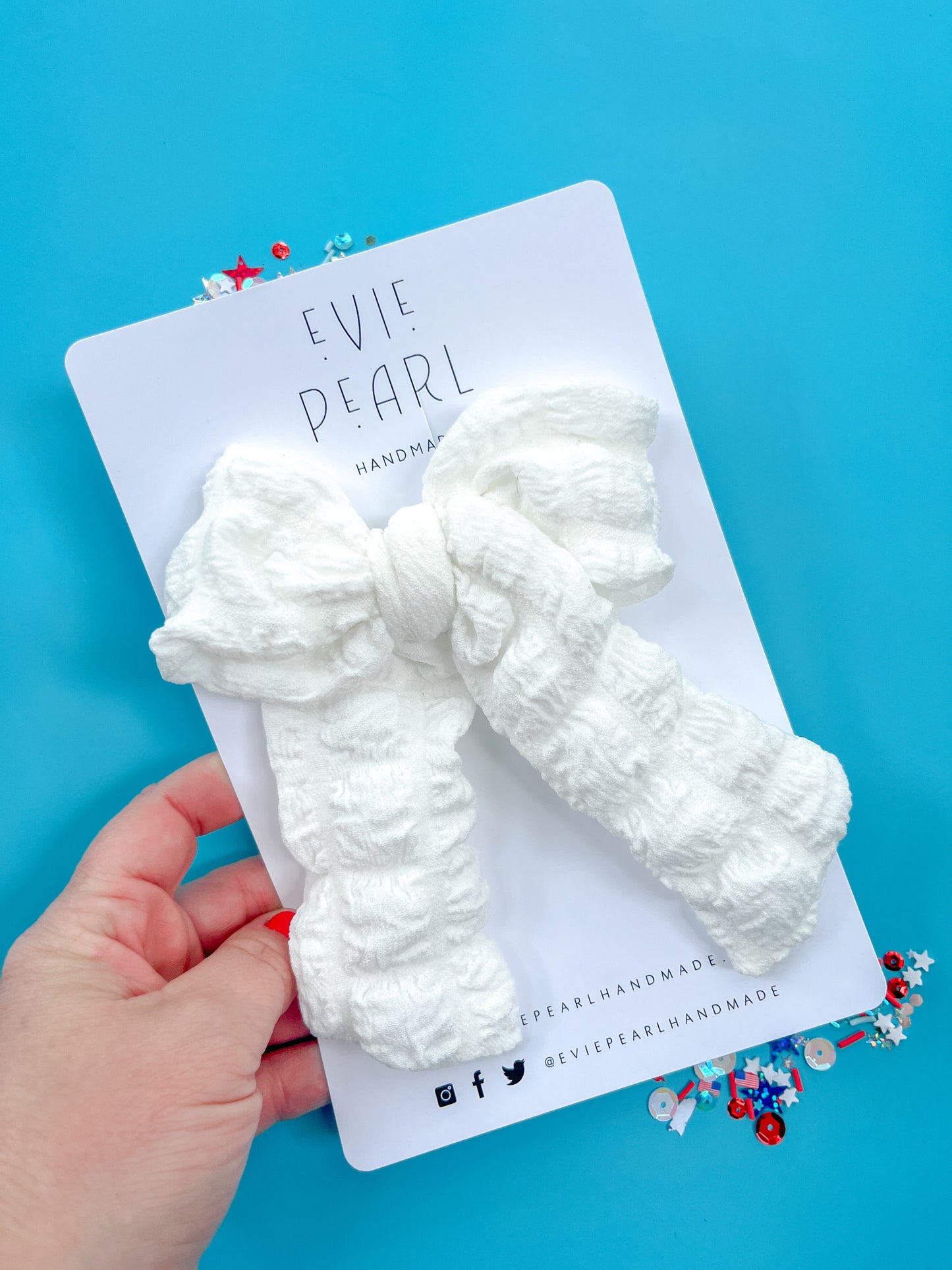 White Crinkle XL Pinwheel Bow