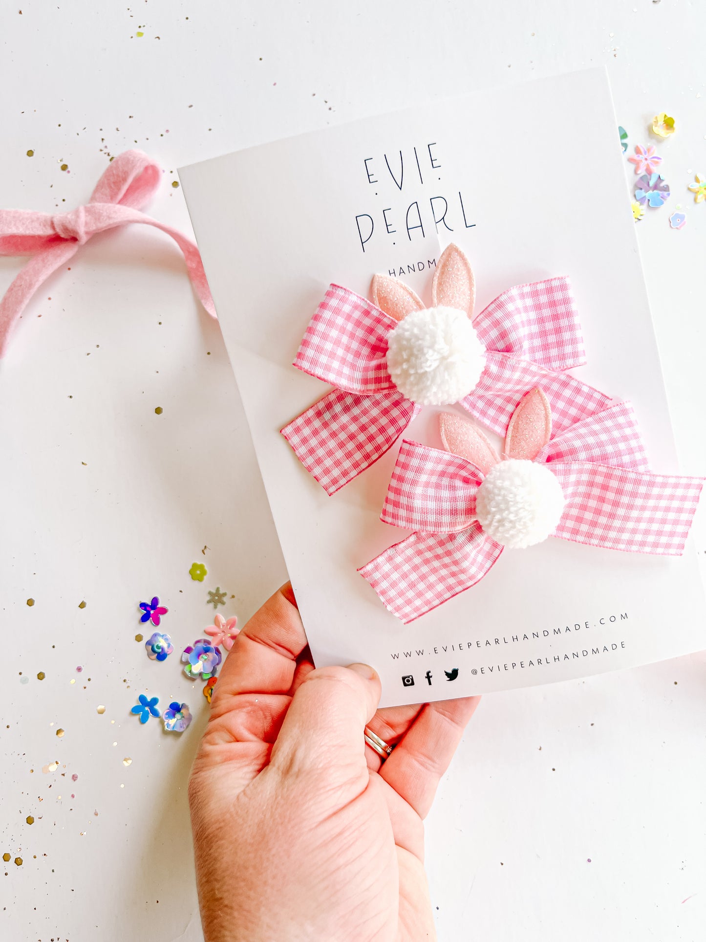 Bunny Gingham Pigtail Set